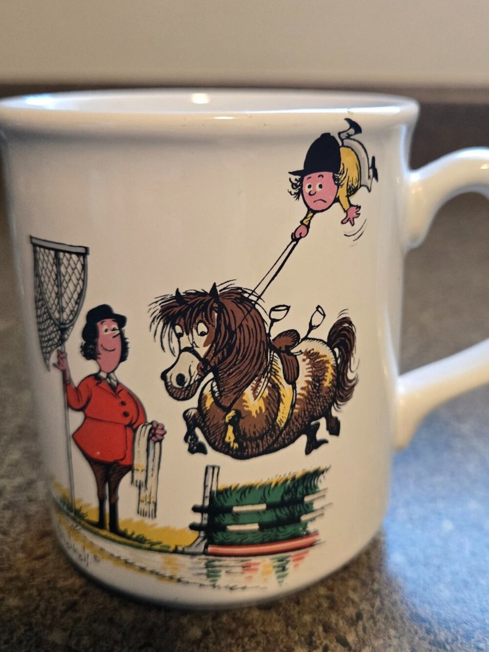 Title: Vintage Norman Thelwell Pony Club Mug – Grays Staffordshire England Comic